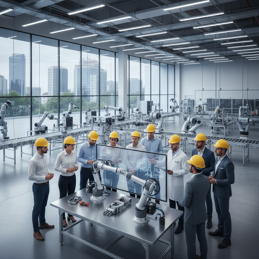 Formation professionnelle dans une usine high-tech européenne.