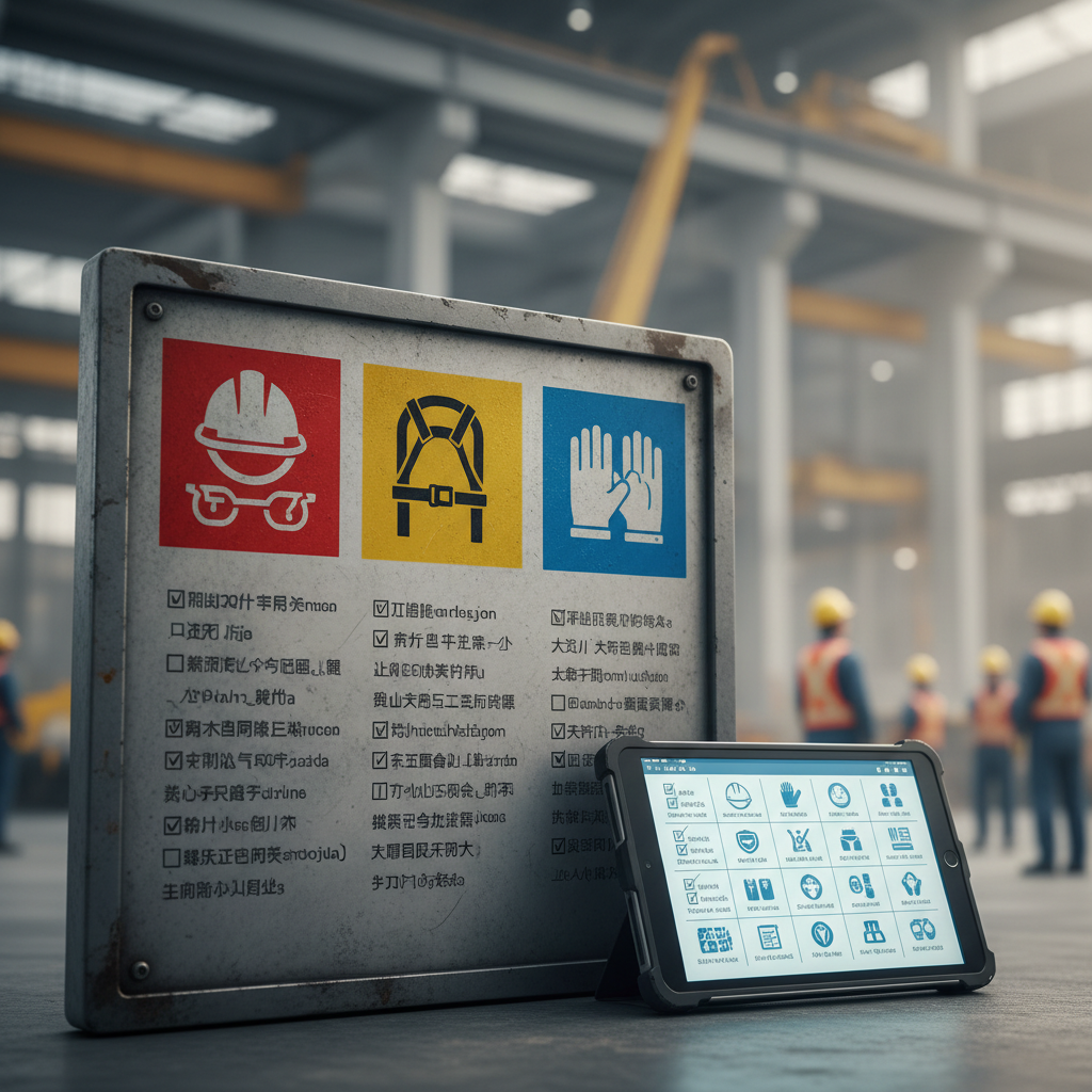 Signalétique multilingue et tablette pour la sécurité des travailleurs étrangers.