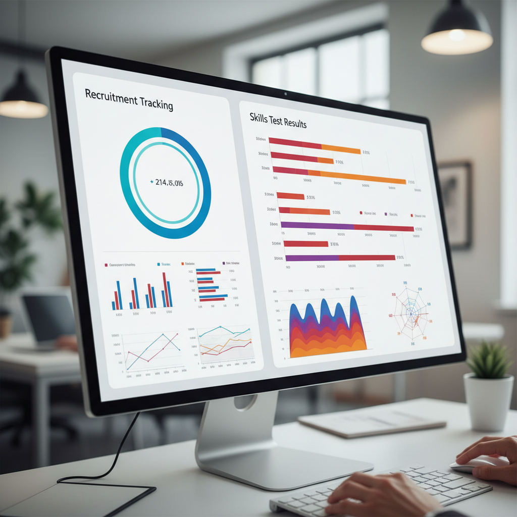 Tableau de bord numérique de suivi de recrutement et de tests.