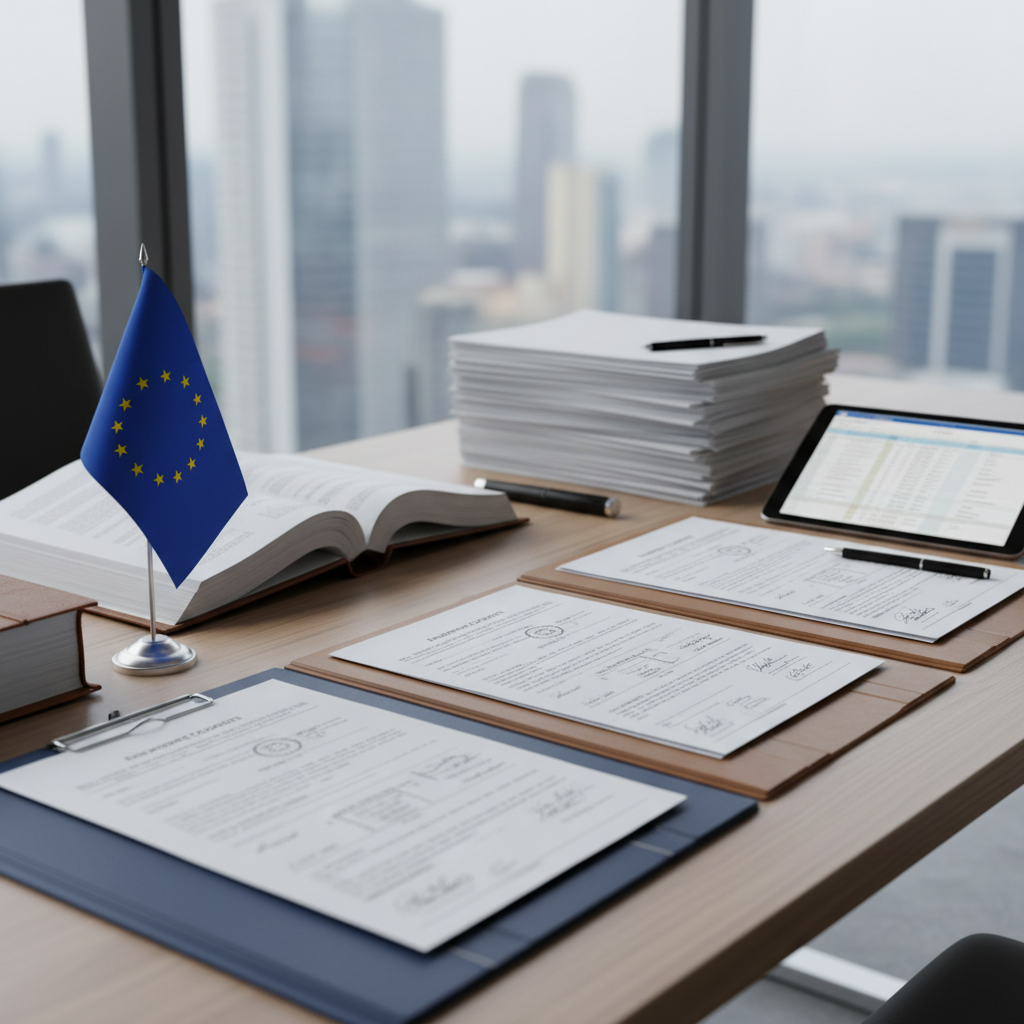 Bureau d'études montrant la conformité légale pour l'intérim international.